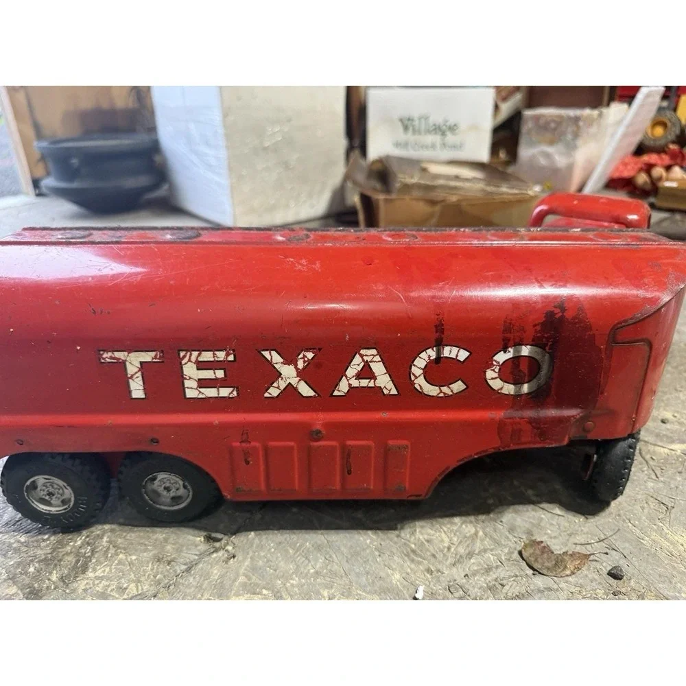 Vtg Buddy L Texaco Fuel Tanker Truck Red Pressed Steel Moline Toy